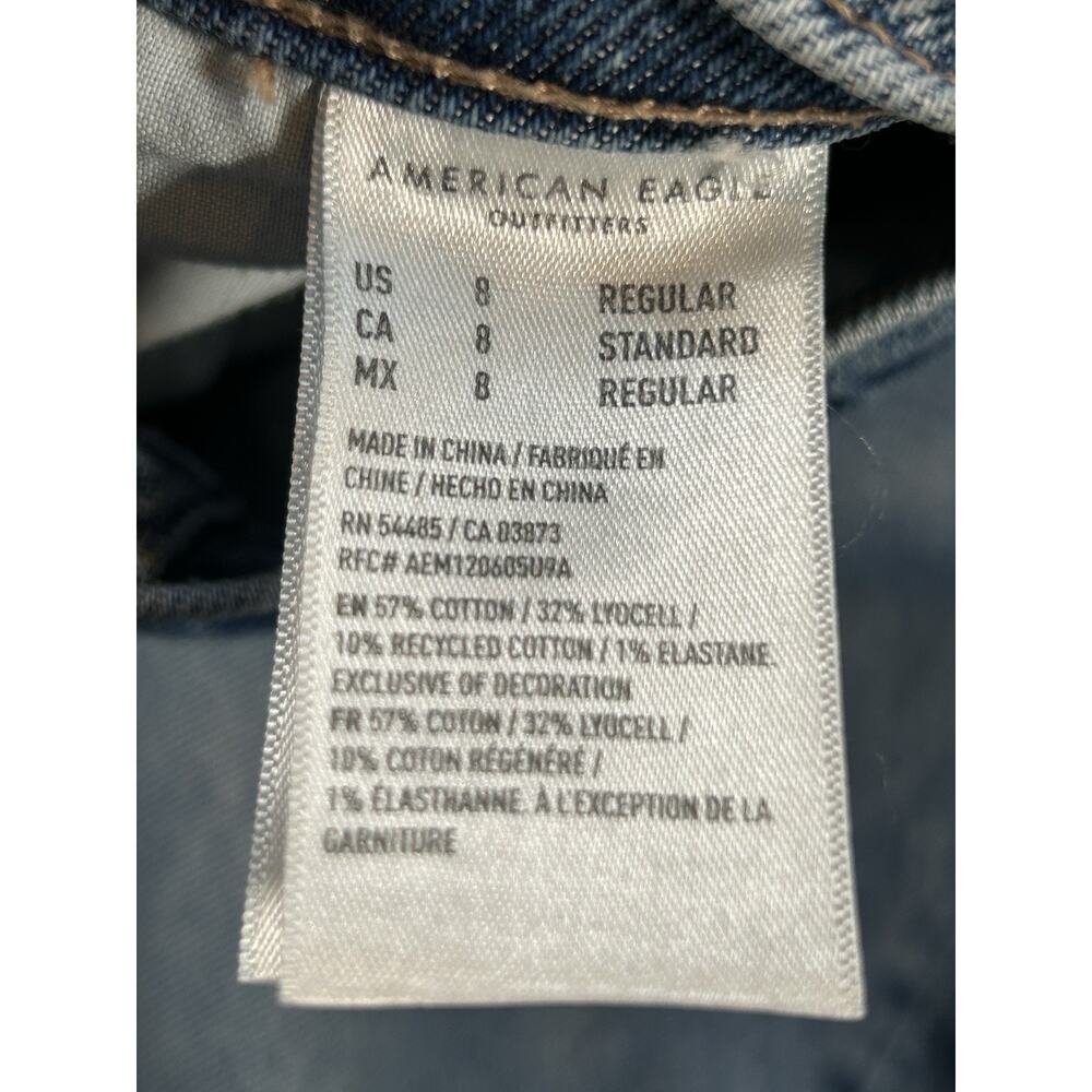 American Eagle Jeans Womens 8 Blue Denim Stretch Straight High Rise Medium Wash - Picture 2 of 16